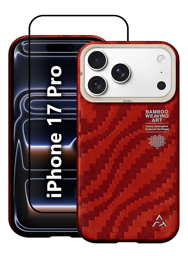 AIRITY Bamboo Fiber Protective Case for iPhone 17 Pro – Ultra Durable, Lightweight & Premium Design Red - Image 2